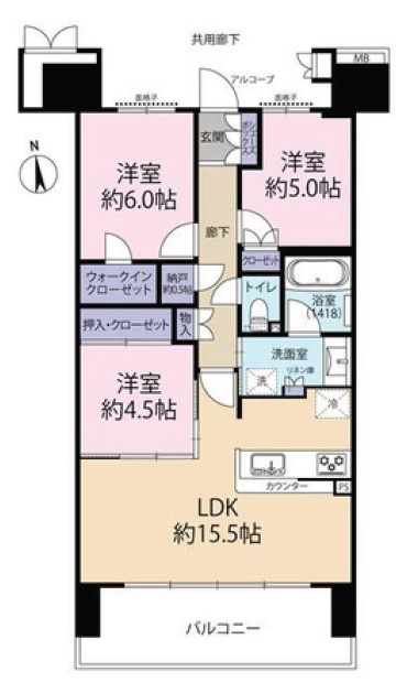 シャリエ小台リバーフォートの間取り