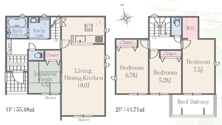 LIGNAGE足利市弥生町第1期　新築住宅5号棟の間取り