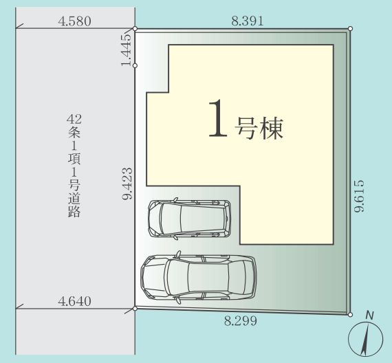 平塚市袖ケ浜新築戸建て　3期1号棟の区画図|区画図「平塚市袖ケ浜新築戸建て　1号棟」