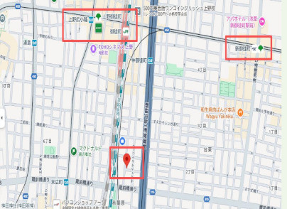 台東区上野５丁目の売地の地図