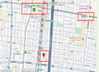 【地図】 | 台東区上野５丁目の売地