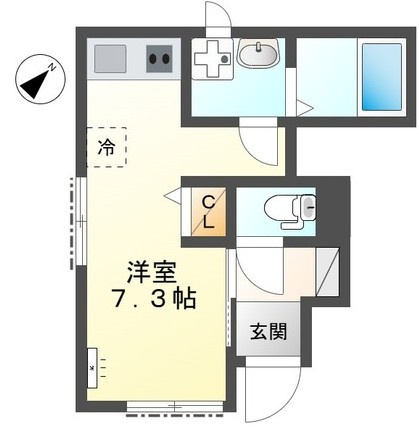 【間取り】 | コンフォールK | 一人暮らしに最適なワンルーム！