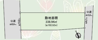 【区画図】 | 狭山市柏原　建築条件なし売地　「狭山市駅」バス18分　敷地102坪　【柏原小学区】