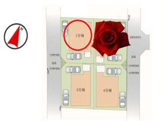 【区画図】 | 国分寺市戸倉１丁目　全４棟　１号棟　仲介手数料無料 | １号棟です。