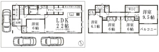 【間取り】 | 府中市四谷３丁目　仲介手数料無料 | ５LDK＋SIC＋WIC


