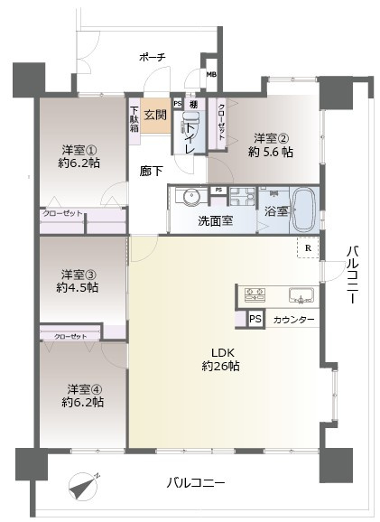 【間取り】 | サンジュールイースト箱崎☆仲介手数料無料☆