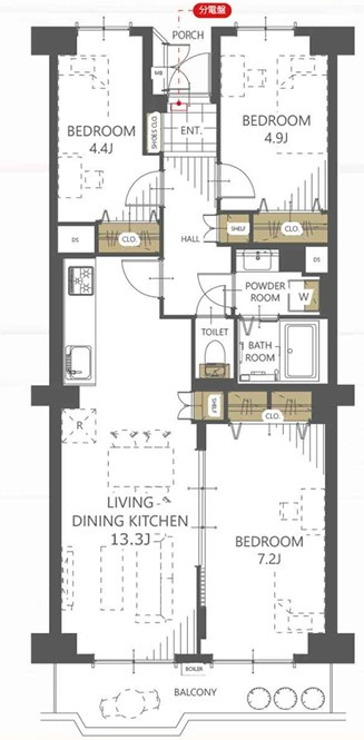 ボナハイツ中川 3号棟の間取り|お客さまが安心して物件探しをできる空間を目指しています！安心・信頼がモットーのお住まいの情報館『クランディア』へ！