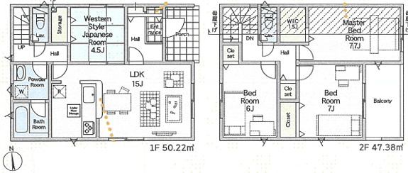 平塚市南豊田第5　新築一戸建て　全2棟の間取り