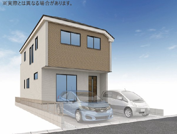 【新築】鶴ヶ島市南町１期 ２号棟の外観パース|完成予想外観です