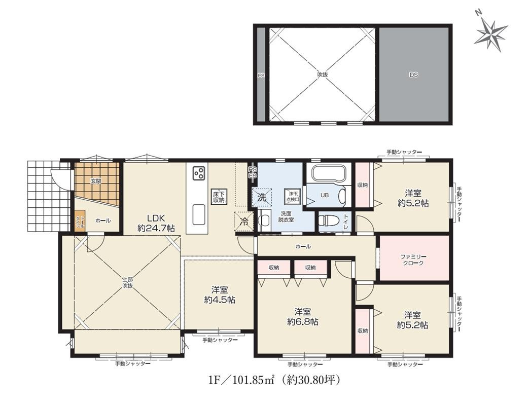 水戸市小吹町1期　新築戸建の区画図