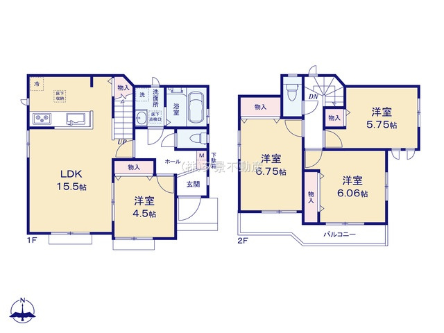 《仲介手数料無料》西区三橋６丁目1649新築一戸建てハートフルタウンの間取り