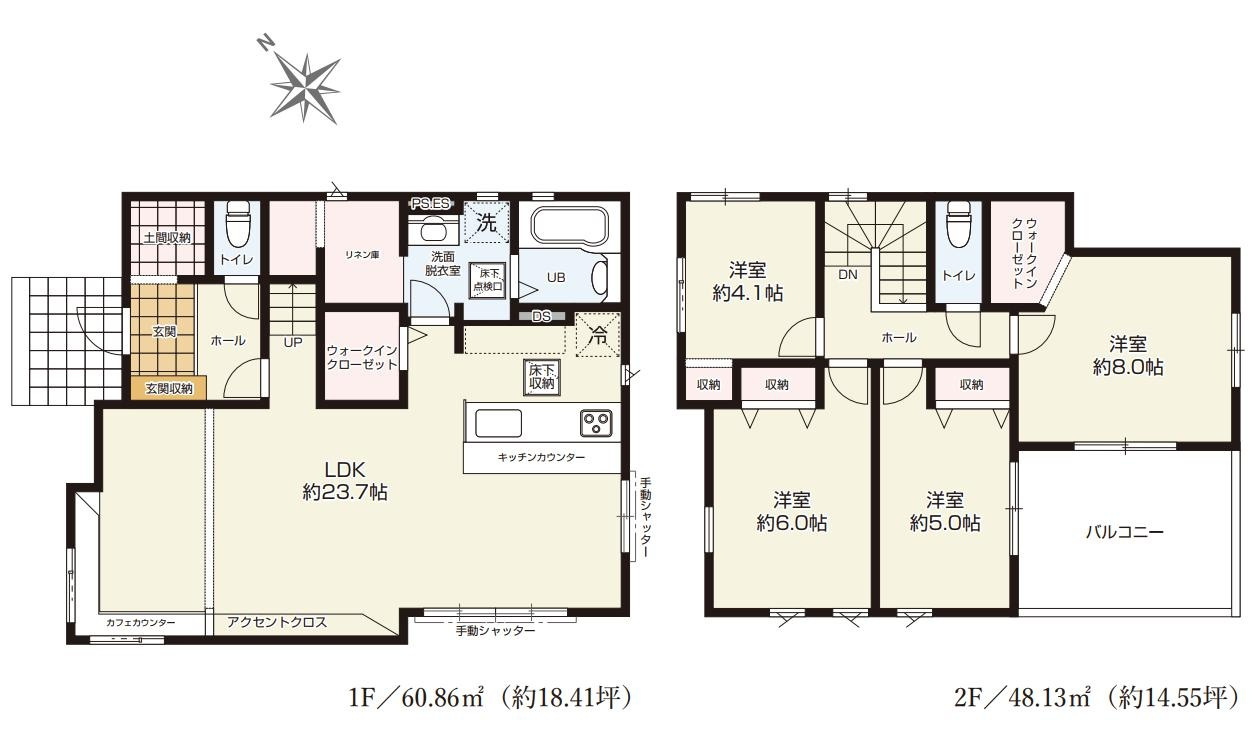 水戸市元吉田町4期　新築戸建の区画図