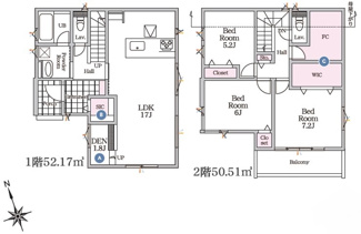 【間取り】 | 小学校６分　オール電化　太陽光発電　宅配ボックス　1号棟　東初富