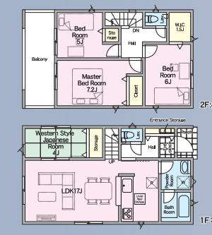 宮代町百間第８　新築一戸建て　03　クレイドルガーデンの間取り|リビング階段で家族と顔を合わせる機会が増えます♪