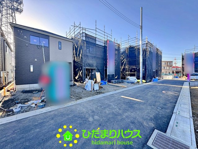 宮代町百間第８　新築一戸建て　03　クレイドルガーデンの前面道路含む現地写真|2025年10月21日撮影