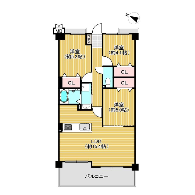 桂グリーンマンションの間取り|ファミリー層に人気の3LDK♪
