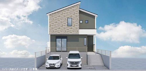 【外観】 | 【仲介手数料０円】秦野市渋沢1期　新築一戸建て　全2棟 | 2号棟外観パース　秦野市渋沢1期　新築一戸建て　全2棟