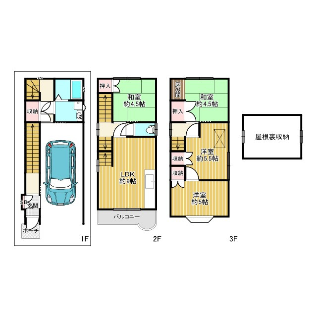 門真市江端町の間取り|4LDKで部屋数豊富、ご家族の多い方にも安心です。