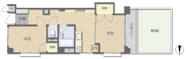 【間取り】 | 桜台フラワーホーム | 1階角部屋3面採光の明るい室内、専用庭も付いてます♪
