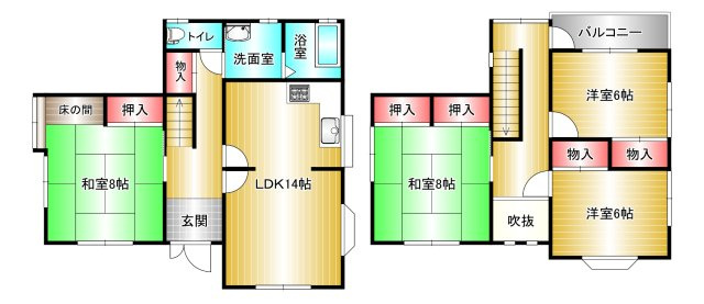 泉南市信達市場　中古戸建の間取り