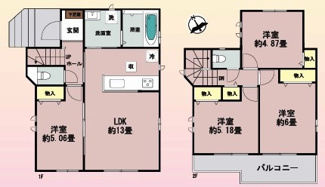 【間取り】 | 川越市砂久保　新築分譲　東武東上線『新河岸駅』徒歩19分　【高階北小学区】