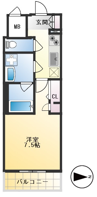 S-RESIDENCE江坂Alegriaの間取り