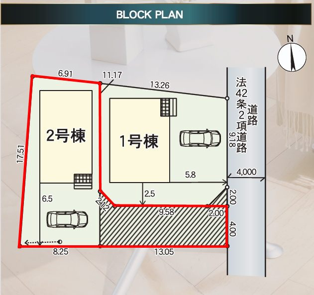 郡山市字城清水　　　２号棟　　　桜小学校、郡山第３中学区の区画図