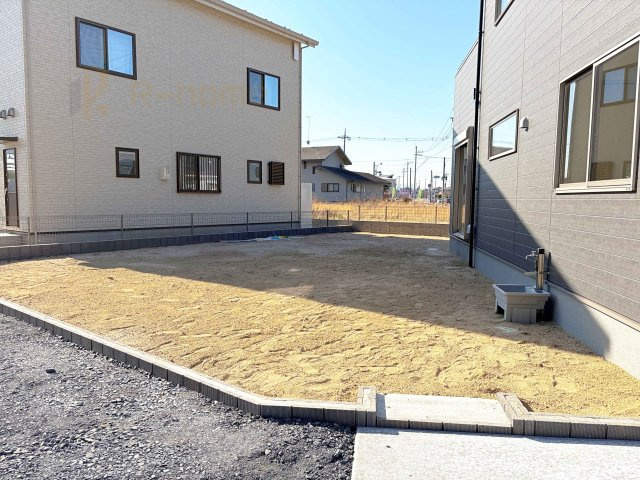 水戸市内原町第12　新築戸建て　1号棟の庭|お家時間を満喫できる嬉しい日当たりの良いお庭！便利な立水栓付きです♪