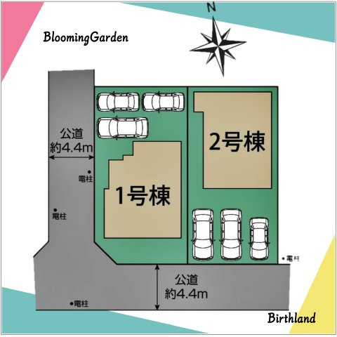 新築戸建・新築建売　福島市森合蒲原　森合小・清水中の区画図|■土地面積：148.05㎡　■建物面積：105.57㎡　■駐車スペース3台可能