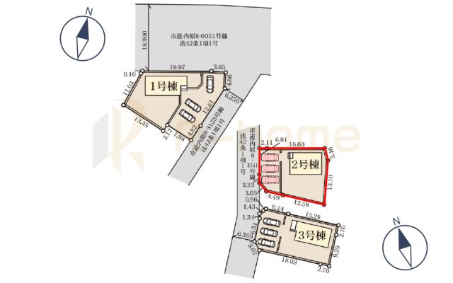 水戸市内原町第12　新築戸建て　2号棟の区画図|大きなお買い物だからこそ、メリット・デメリットを伝えさせて頂きます。
R-homeにお任せください♪