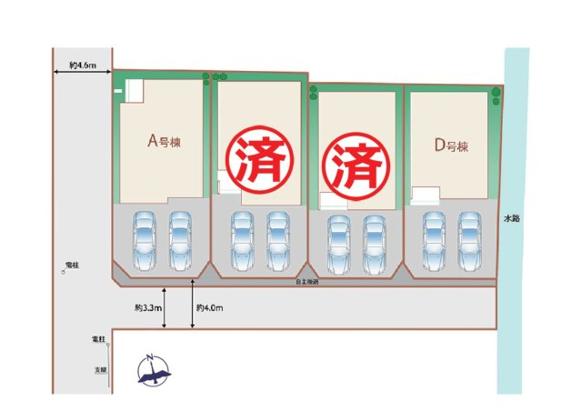 長泉町下土狩　新築戸建　全４棟　A号棟　の区画図