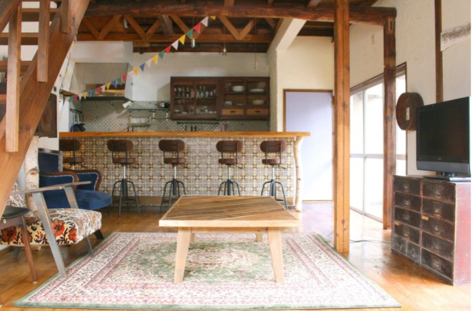 古民家シェアハウス　ニジノワムラの居間・リビング