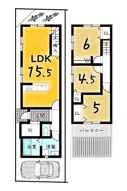 小山堀池町の区画図