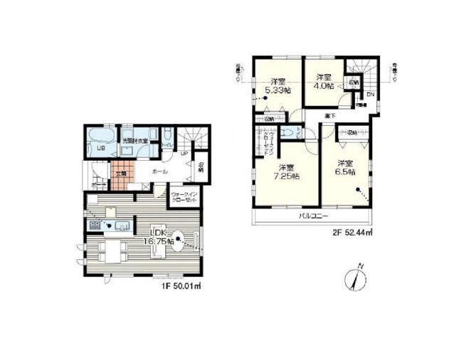 【間取り】 | 富士見市渡戸1丁目　新築一戸建住宅　全14棟　(ふじみ野店) | 11号棟/2つのウォークインクローゼットを備えたゆとりの住まい。収納が多いのでお部屋の有効スペースを広く確保できます。