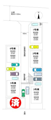 三郷市　鷹野4丁目　新築戸建　全6棟の区画図|区画図です