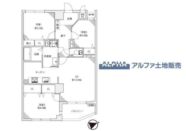 ライオンズプラザ聖蹟桜ヶ丘の間取り|【Floor plan】
◆採光と風◆家事導線も比較的良好で、2面採光と風通しの良さで過ごしやすい麗(うら)らかな気分にさせてくれるリビングダイニングルーム