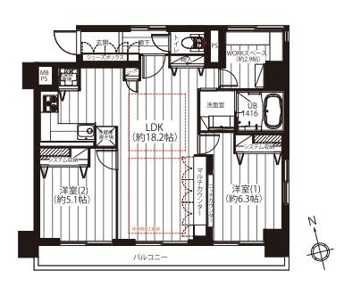 第2広尾フラワーハイホームB棟の間取り