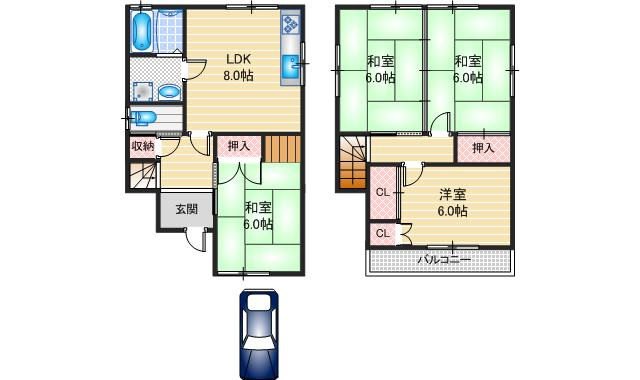 岡崎貸家の間取り