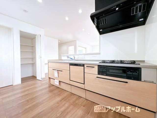 【新築戸建】東松山市石橋 全31区画のキッチン|見栄えもよくお手入れもスムーズに出来ます。豊富な収納力もございますので、キッチンスペースをスッキリとお使い頂けそうです。
