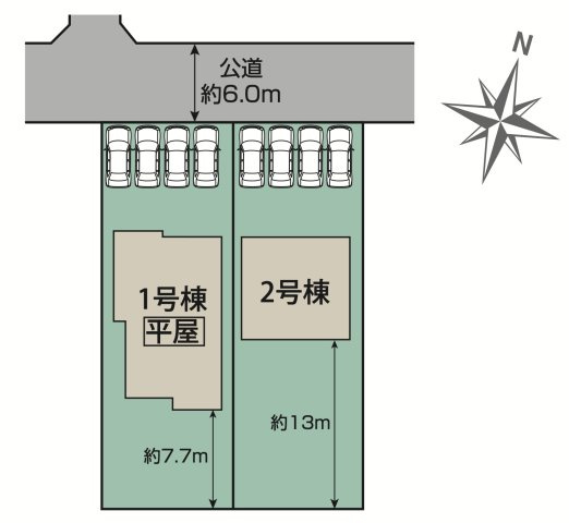 【新築平屋】行田市富士見町2丁目2期の区画図