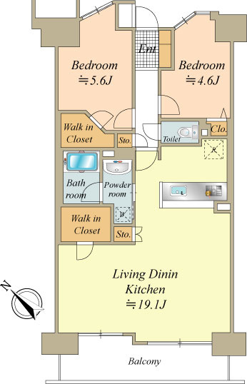 7階南東向き　67.27㎡の2LDK