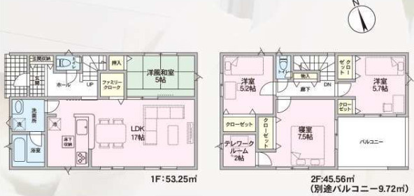 南アルプス市在家塚の新築一戸建の間取り|4LDK+書斎
