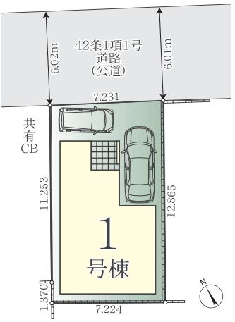 中央区富士見4丁目新築戸建て　4期1号棟の区画図|区画図「中央区富士見4丁目新築戸建て」