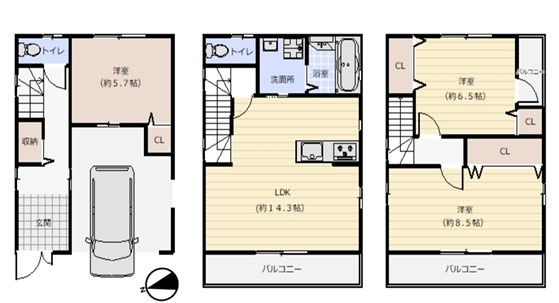 田井町貸家の間取り