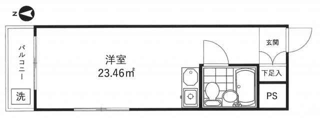 サンヒル新町の間取り|ワンルーム