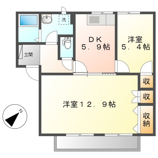 フレグランスまほろばＢの間取り