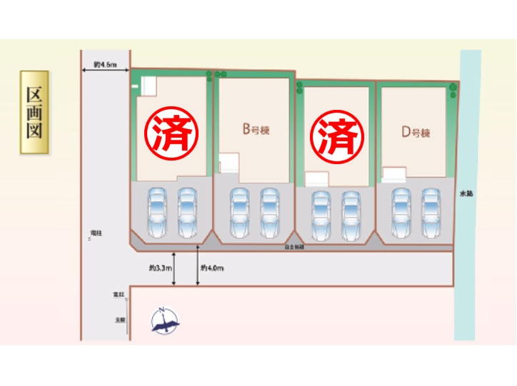 長泉町下土狩　新築戸建　全４棟　B号棟　の区画図