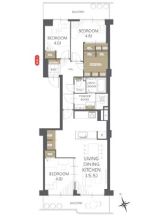 【間取り】香里ヶ丘ガーデンハイツ第壱期棟 