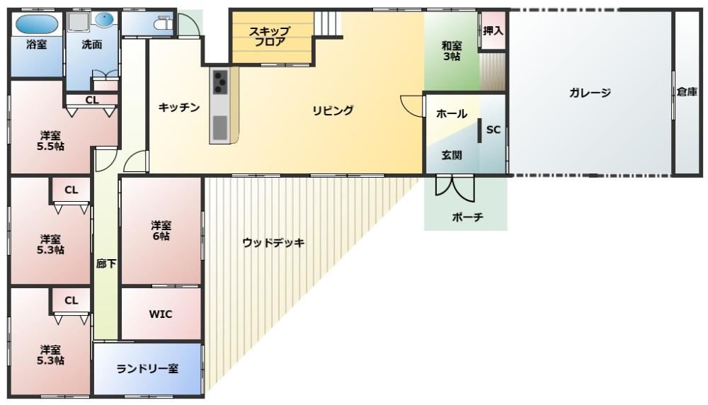 都城市五十町の中古一戸建の間取り
