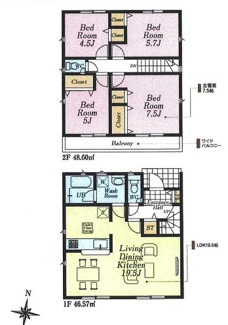 【間取り】 | 川越市笠幡　新築分譲　JR川越線『笠幡駅』徒歩20分　【霞ヶ関小学区】